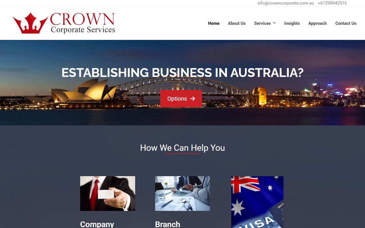 crowncorporate.com.au Screen 1