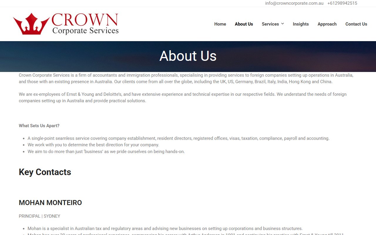 crowncorporate.com.au Screen 2