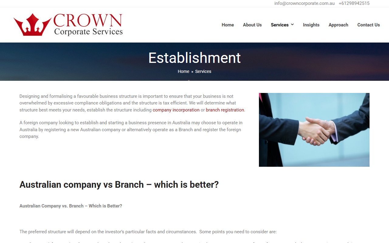 crowncorporate.com.au Screen 3
