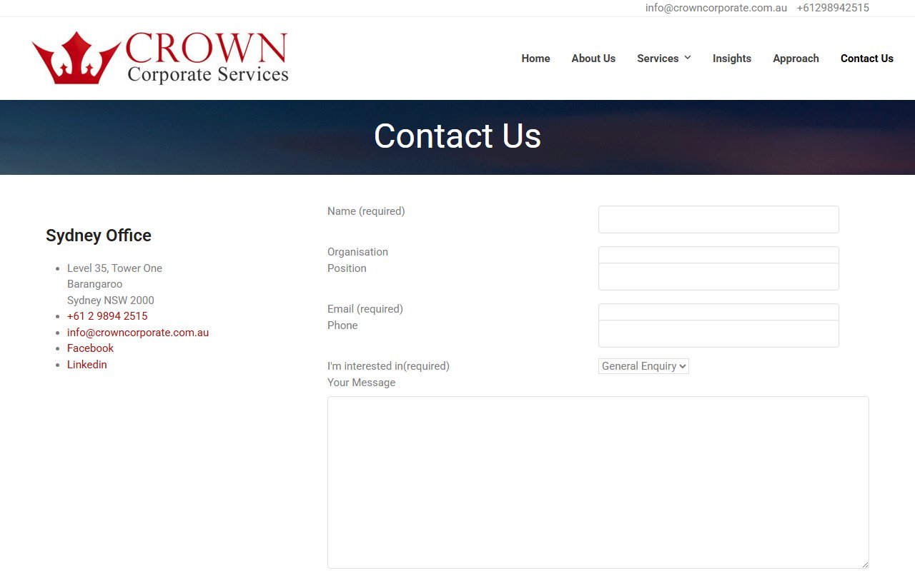 crowncorporate.com.au Screen 4